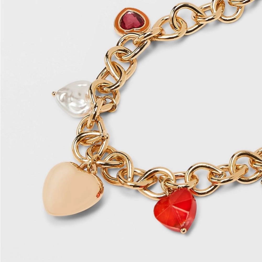 a new day Gold Heart Charm Necklace with Red and White Accents - Picture 4 of 9
